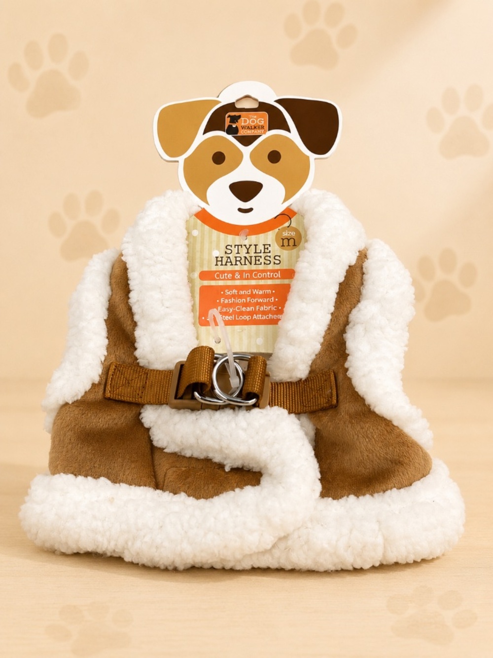 *New* Elite Pet & Co. Inc. The Dog Walker Company Tan/Sherpa Medium Harness